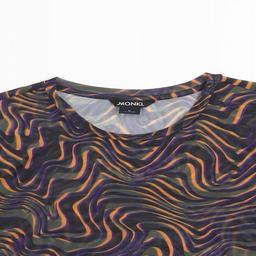 Womens UK Size M Monki Multicoloured Cropped T-Shirt