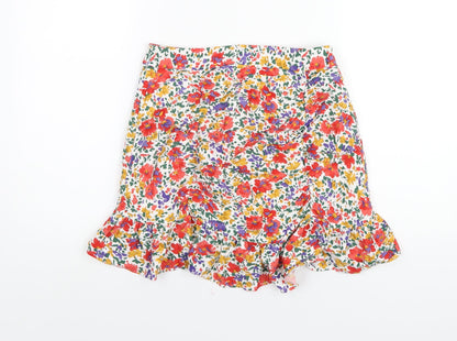Urban Revivo Womens Multicoloured Floral Viscose Mini Skirt Size 10 Zip