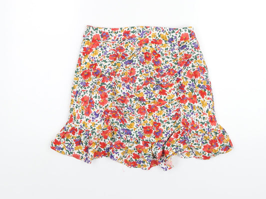 Urban Revivo Womens Multicoloured Floral Viscose Mini Skirt Size 10 Zip