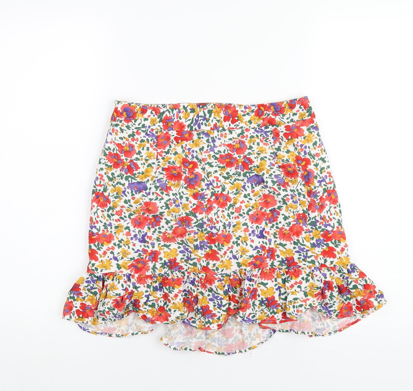 Urban Revivo Womens Multicoloured Floral Viscose Mini Skirt Size 10 Zip