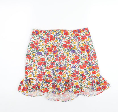 Urban Revivo Womens Multicoloured Floral Viscose Mini Skirt Size 10 Zip
