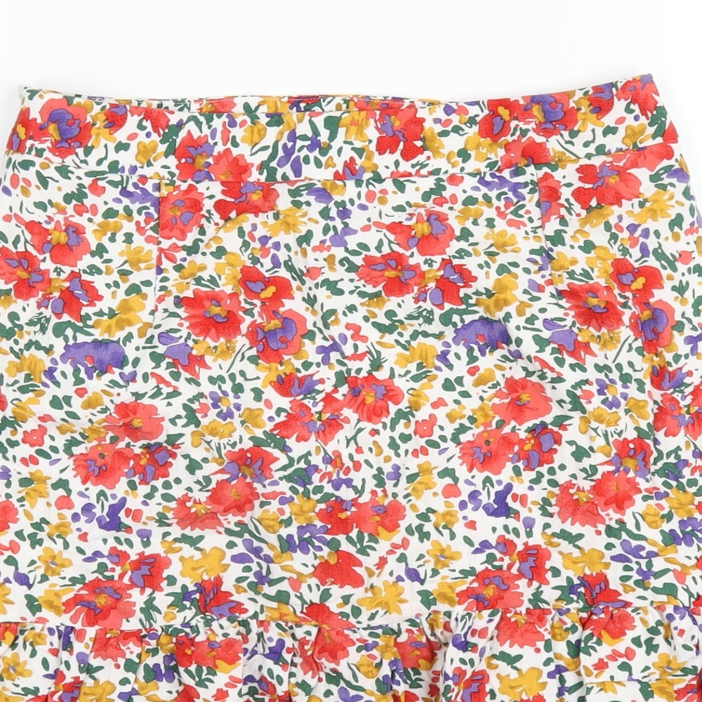 Urban Revivo Womens Multicoloured Floral Viscose Mini Skirt Size 10 Zip