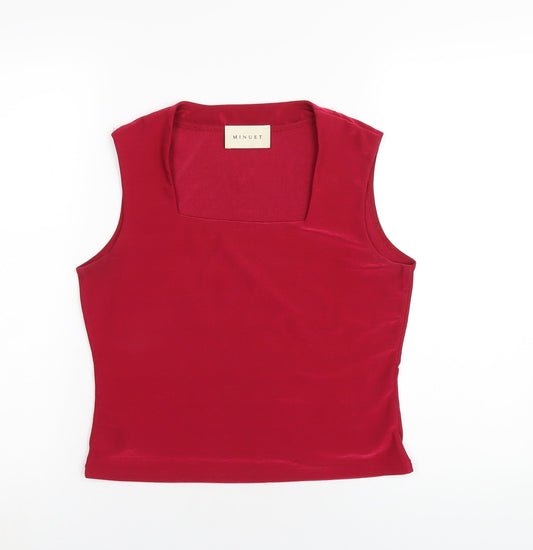 Minuet Womens Red Polyester Basic Tank Size 12 Square Neck