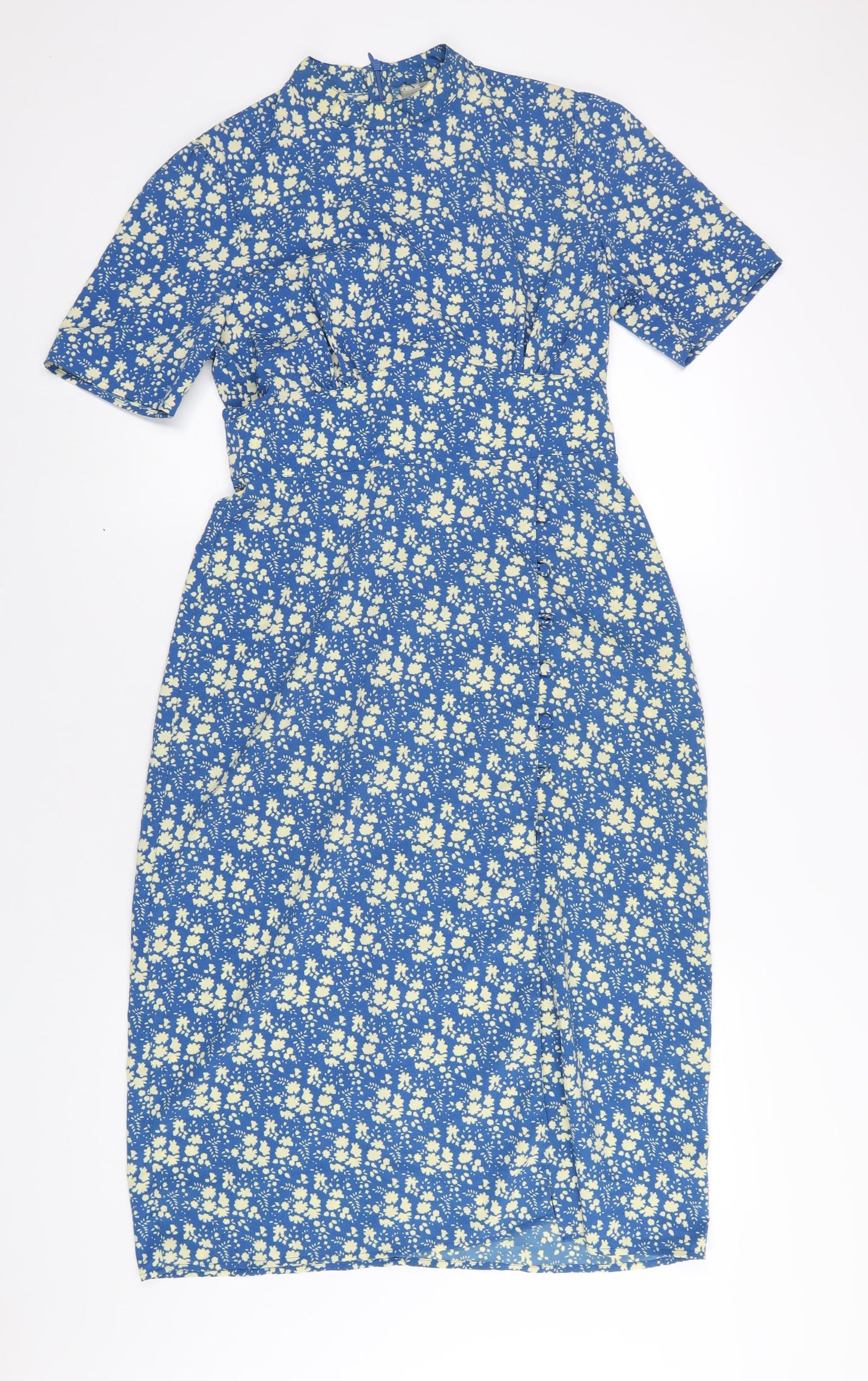 ASOS Womens Blue Polyester A-Line Size 12 Round Neck Zip