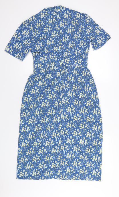 ASOS Womens Blue Polyester A-Line Size 12 Round Neck Zip