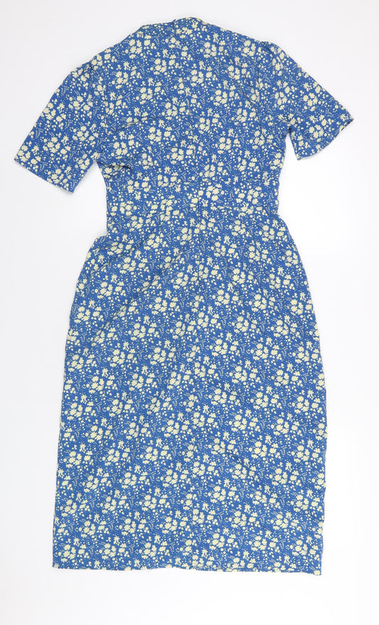 ASOS Womens Blue Polyester A-Line Size 12 Round Neck Zip
