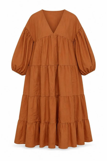 Boohoo Womens Brown Polyester A-Line Size 12 V-Neck Pullover