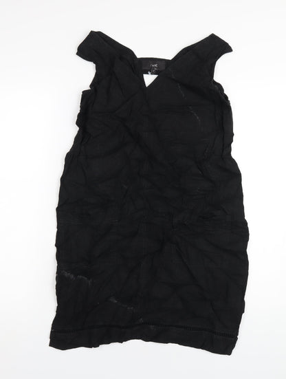 NEXT Womens Black Linen Tank Dress Size 10 V-Neck Pullover