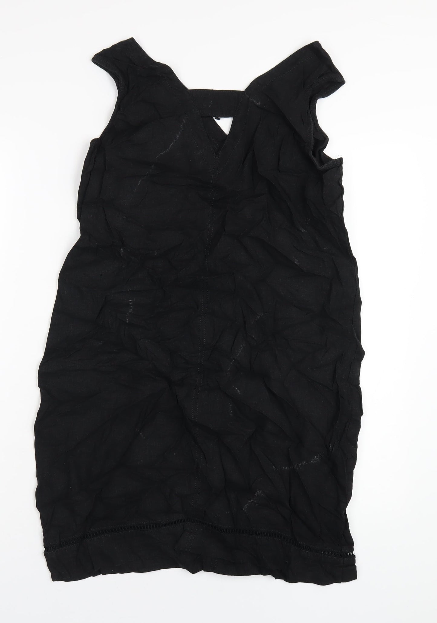 NEXT Womens Black Linen Tank Dress Size 10 V-Neck Pullover