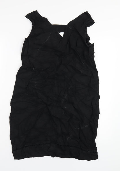 NEXT Womens Black Linen Tank Dress Size 10 V-Neck Pullover