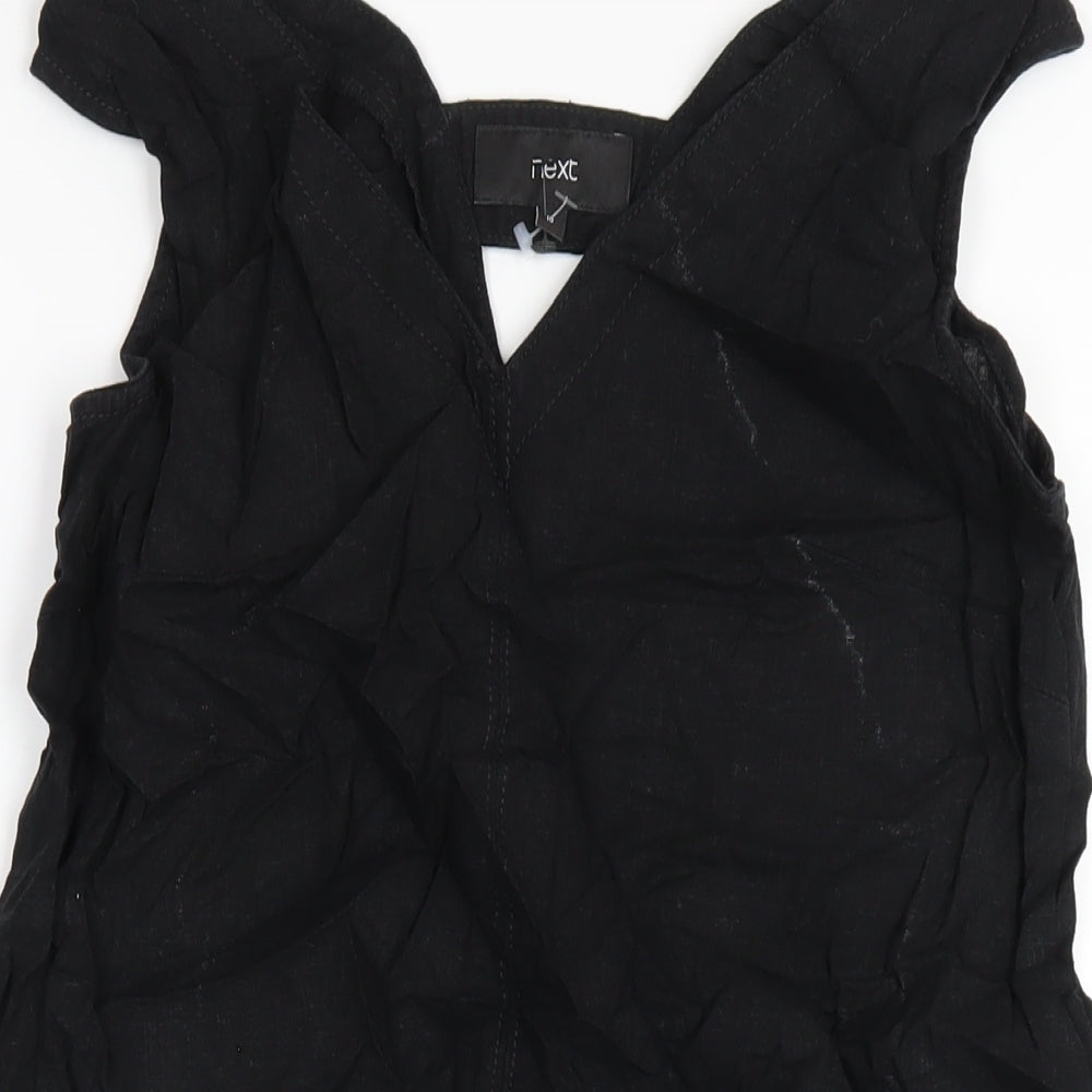 NEXT Womens Black Linen Tank Dress Size 10 V-Neck Pullover