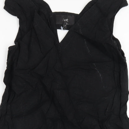 NEXT Womens Black Linen Tank Dress Size 10 V-Neck Pullover