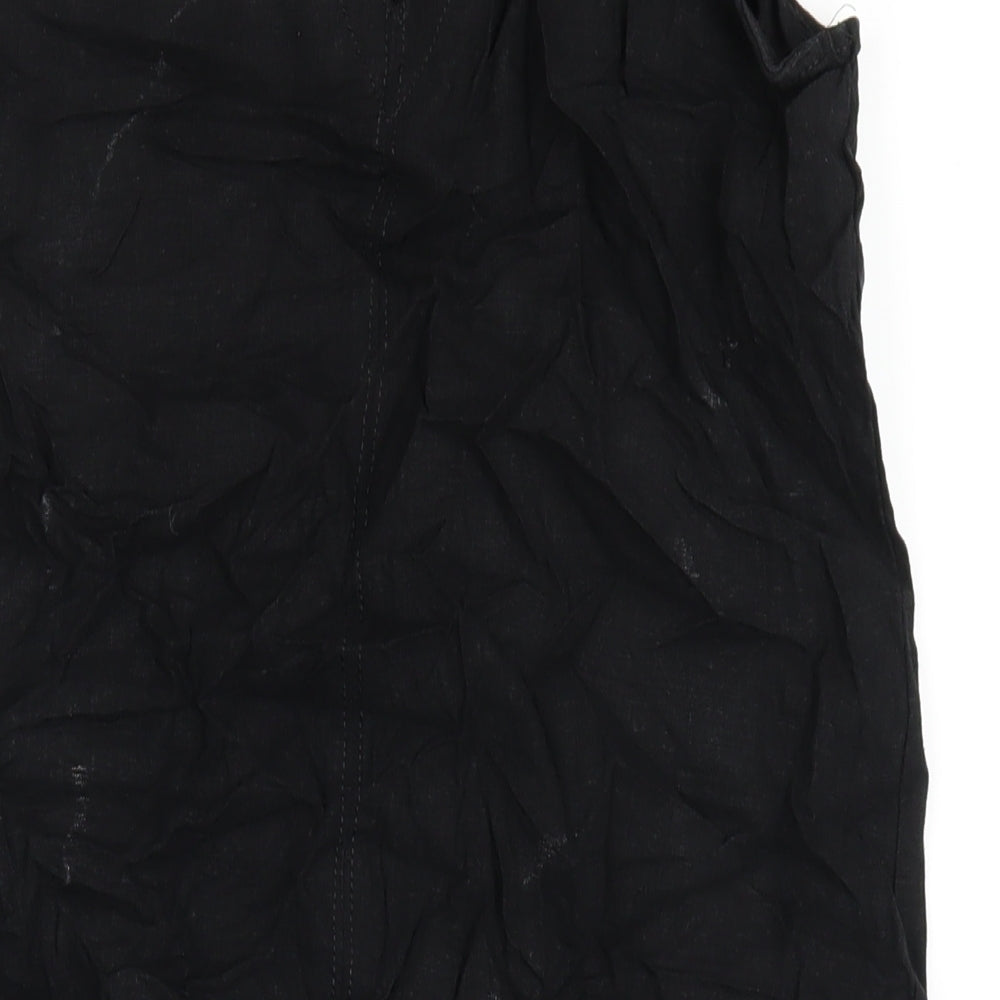 NEXT Womens Black Linen Tank Dress Size 10 V-Neck Pullover