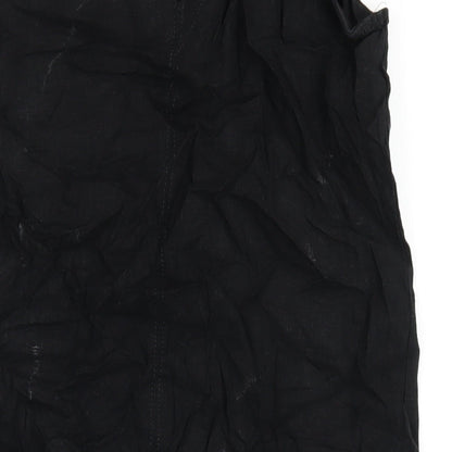 NEXT Womens Black Linen Tank Dress Size 10 V-Neck Pullover