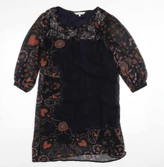 RJR.John Rocha Womens Multicoloured Geometric Polyester A-Line Size 12 Round Neck Zip