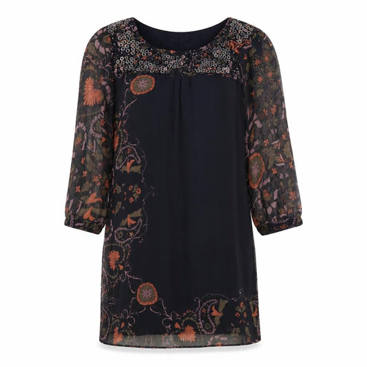 RJR.John Rocha Womens Multicoloured Geometric Polyester A-Line Size 12 Round Neck Zip