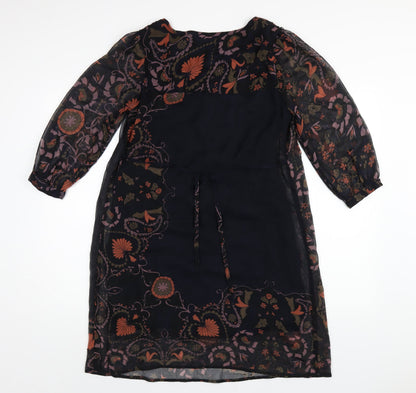 RJR.John Rocha Womens Multicoloured Geometric Polyester A-Line Size 12 Round Neck Zip