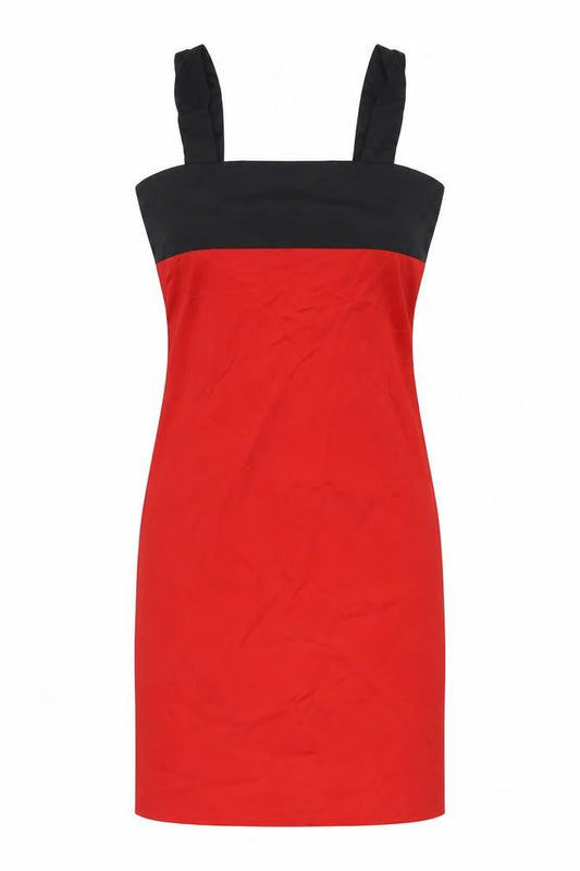 Zara Womens Red Polyester Pencil Dress Size S Square Neck Zip