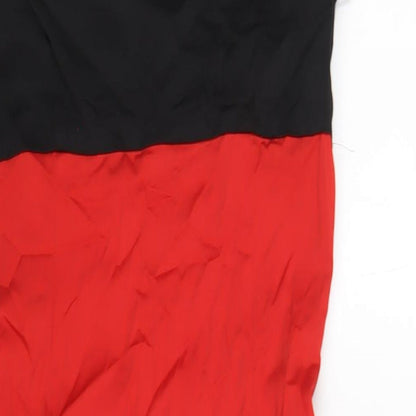 Zara Womens Red Polyester Pencil Dress Size S Square Neck Zip