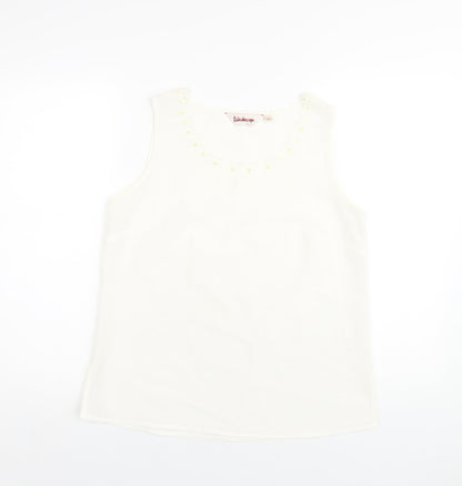 Kaleidoscope Womens Ivory Polyester Basic Tank Size 12 Scoop Neck