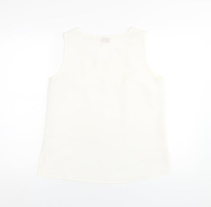 Kaleidoscope Womens Ivory Polyester Basic Tank Size 12 Scoop Neck