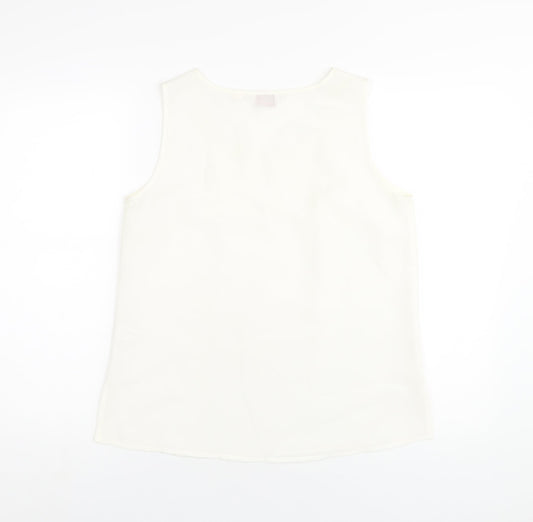 Kaleidoscope Womens Ivory Polyester Basic Tank Size 12 Scoop Neck