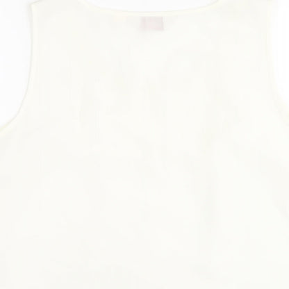 Kaleidoscope Womens Ivory Polyester Basic Tank Size 12 Scoop Neck