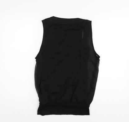 H&M Womens Black Polyester Basic Tank Size 8 Scoop Neck - Beaded Neckline