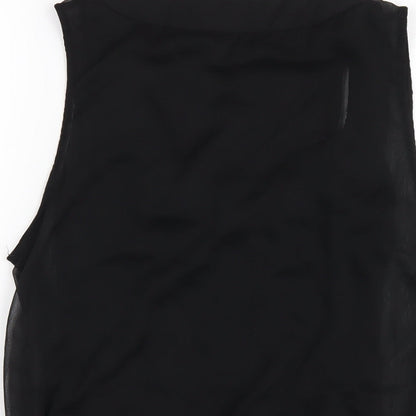H&M Womens Black Polyester Basic Tank Size 8 Scoop Neck - Beaded Neckline