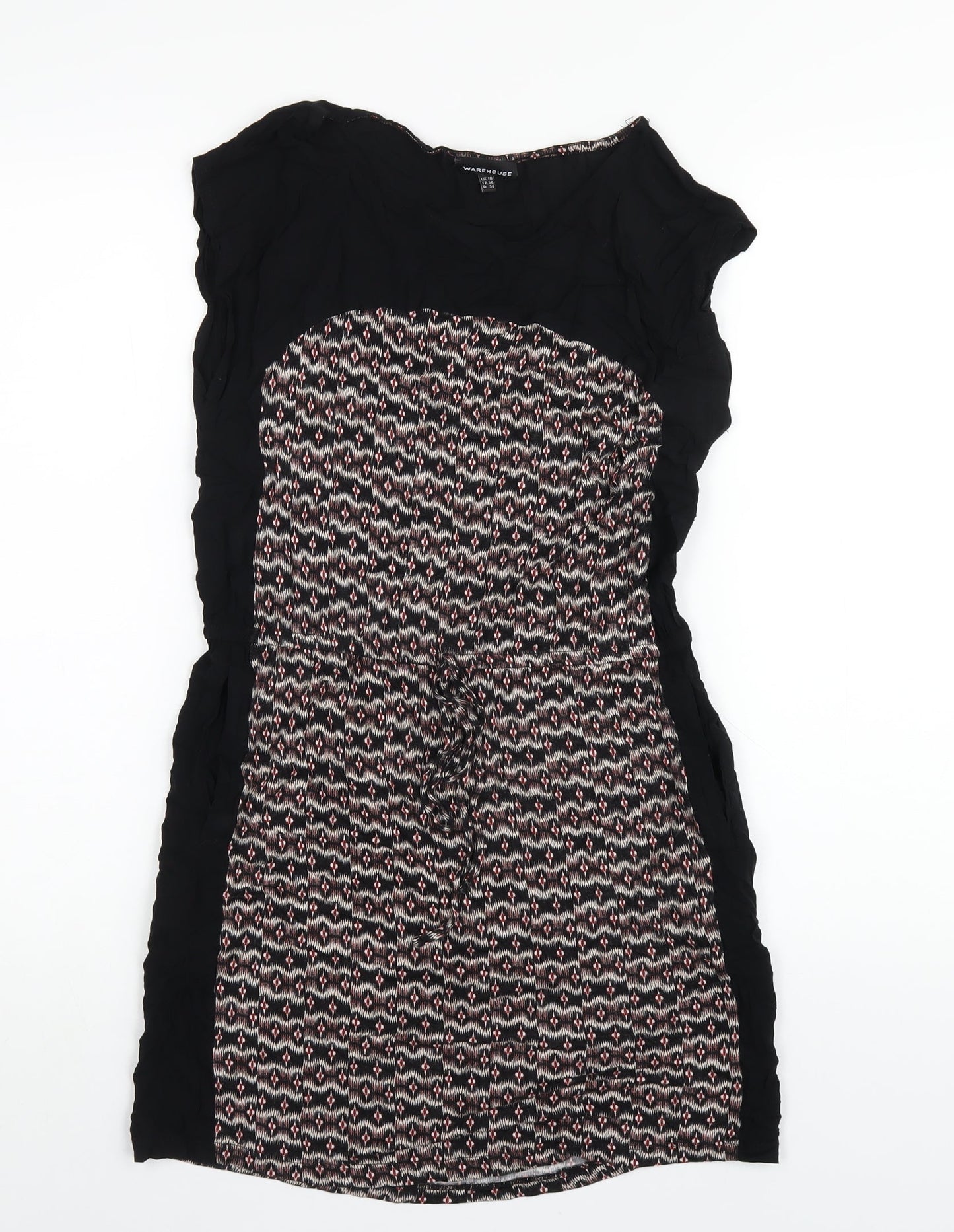 Warehouse Womens Multicoloured Geometric Viscose A-Line Size 10 Round Neck Pullover