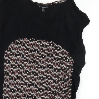 Warehouse Womens Multicoloured Geometric Viscose A-Line Size 10 Round Neck Pullover