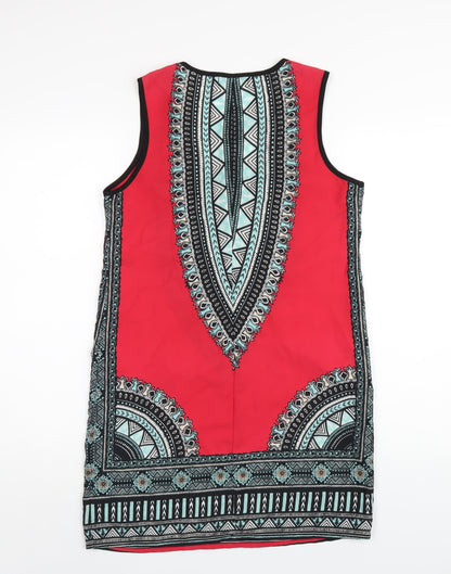 Band of Gypsies Womens Multicoloured Geometric Polyester A-Line Size M Round Neck Pullover