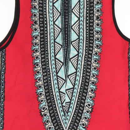 Band of Gypsies Womens Multicoloured Geometric Polyester A-Line Size M Round Neck Pullover