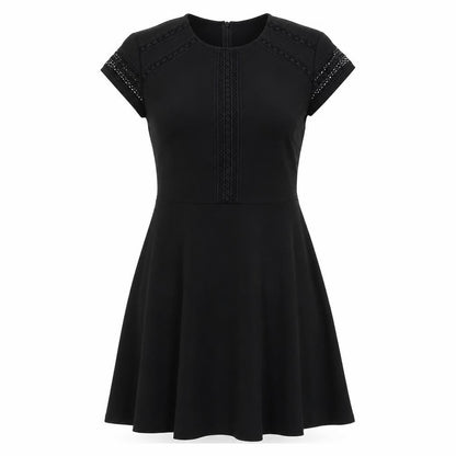 H&M Womens Black Polyester A-Line Size M Round Neck Zip