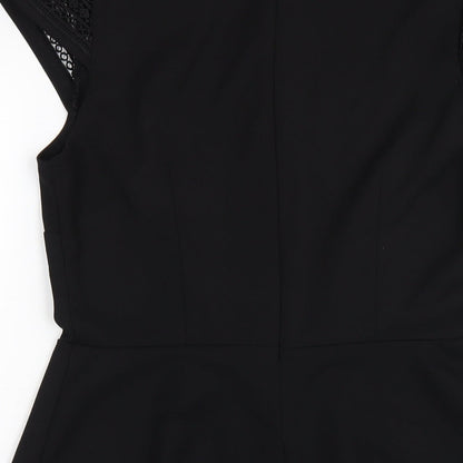 H&M Womens Black Polyester A-Line Size M Round Neck Zip