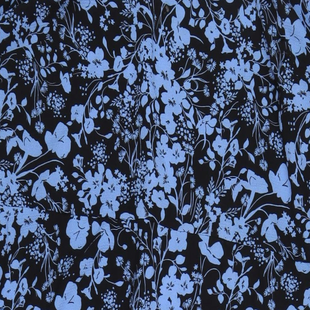 New Look Womens Blue Geometric Polyester A-Line Size 18 Round Neck Button