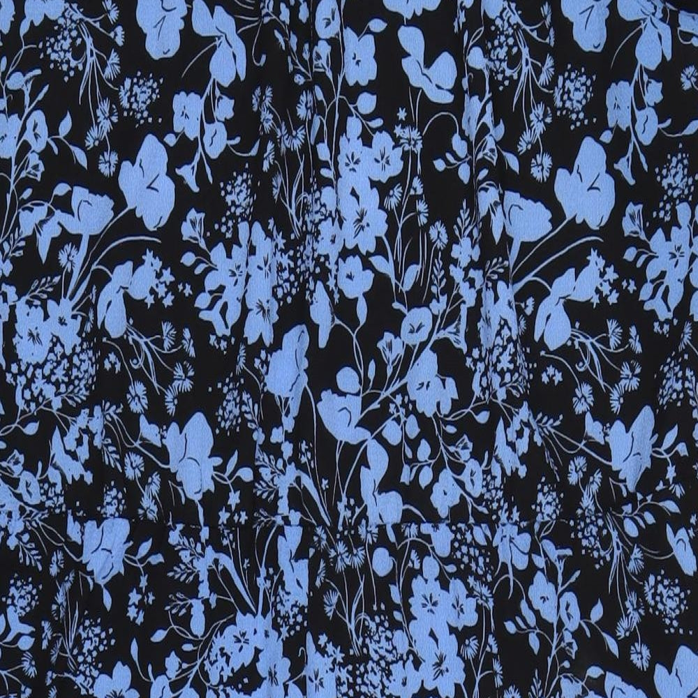 New Look Womens Blue Geometric Polyester A-Line Size 18 Round Neck Button