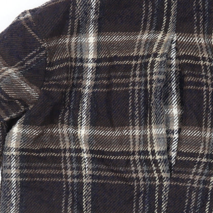 Indigo Womens Blue Plaid Overcoat Coat Size 10 Button