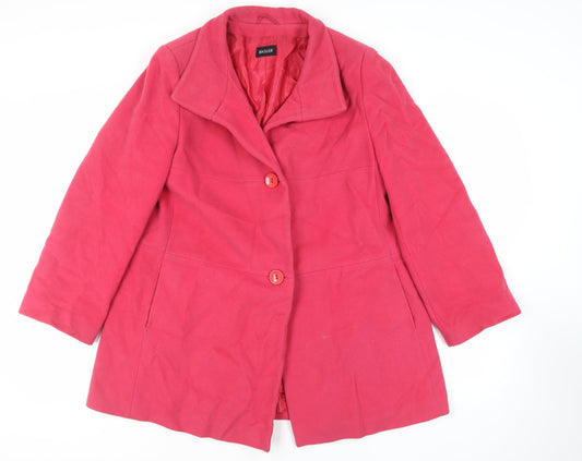 Basler Womens Pink Wool Cashmere Pea Coat Size 16
