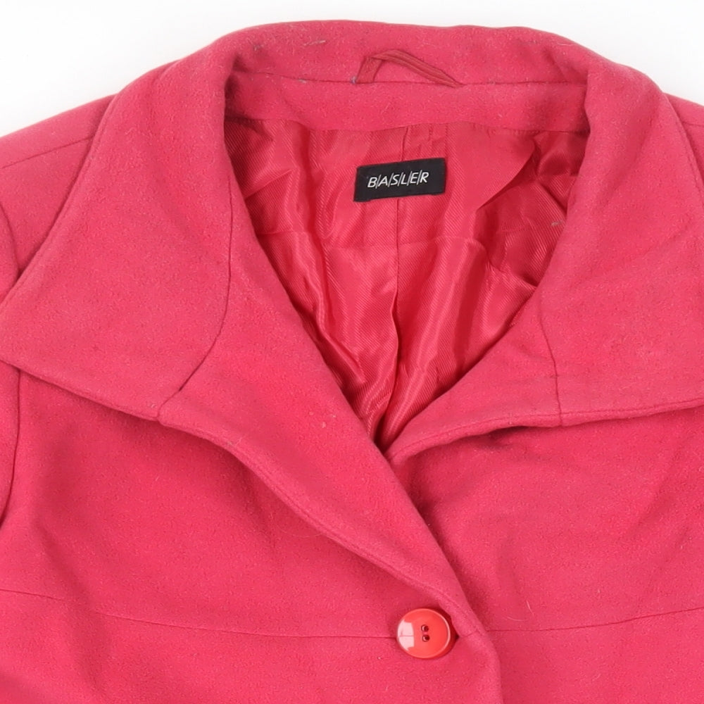 Basler Womens Pink Wool Cashmere Pea Coat Size 16