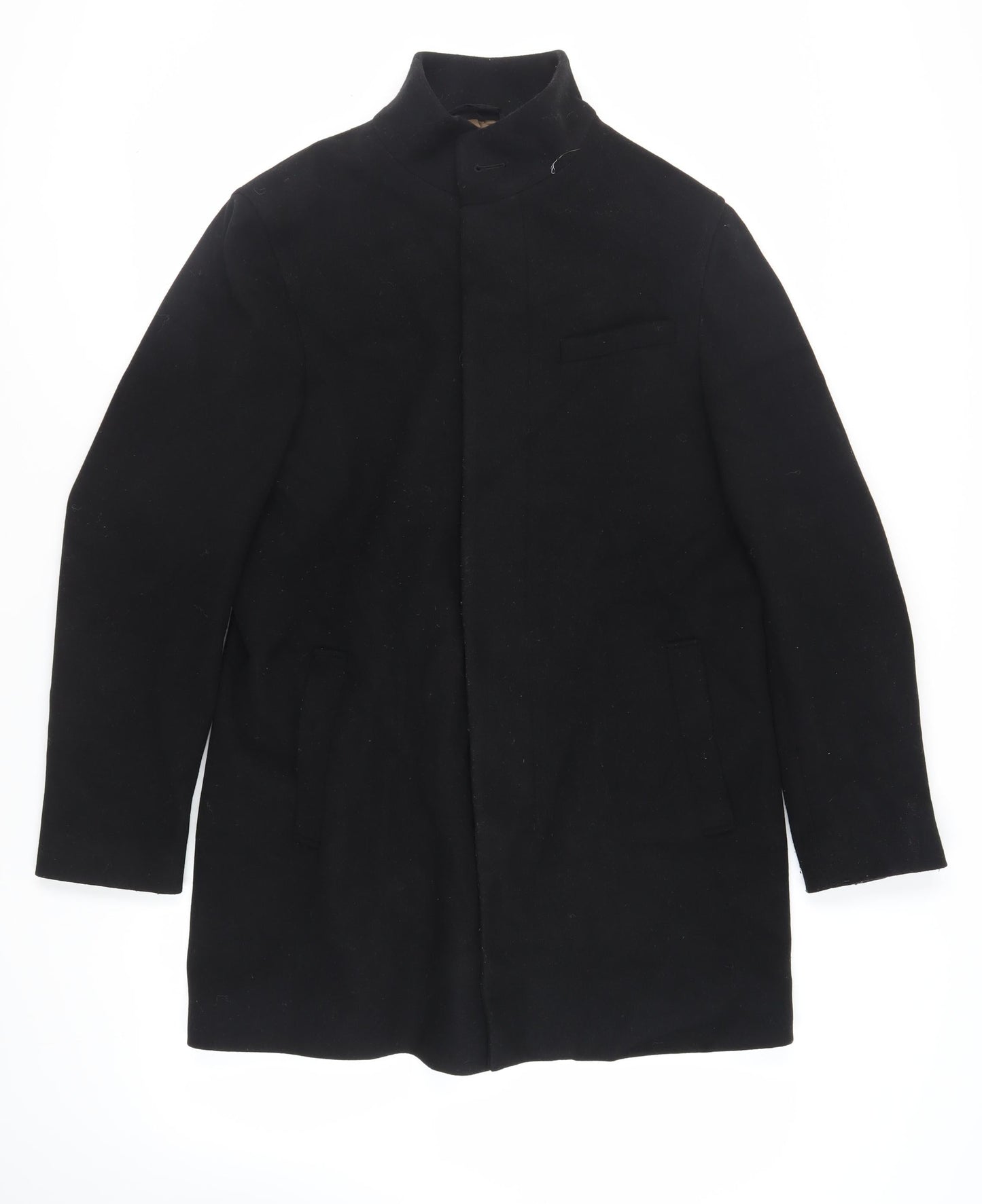 Mens UK Size L Marks and Spencer Black Overcoat