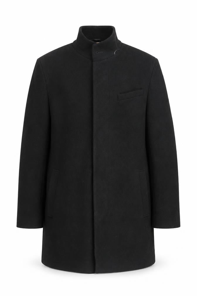 Marks & Spencer Mens Black Overcoat Coat Size L Button