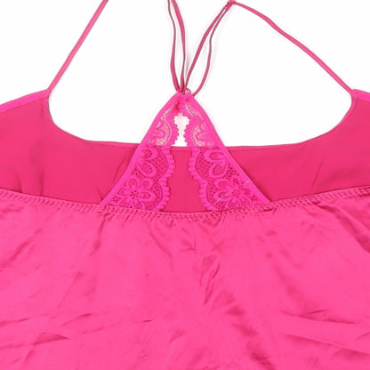 Marks and Spencer Womens Pink Solid Polyester Cami Pyjama Top Size L