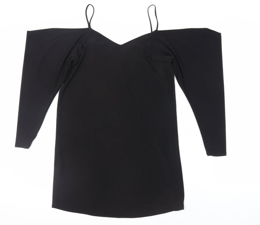 River Island Womens Black Polyester Mini Size 10 Off the Shoulder Pullover