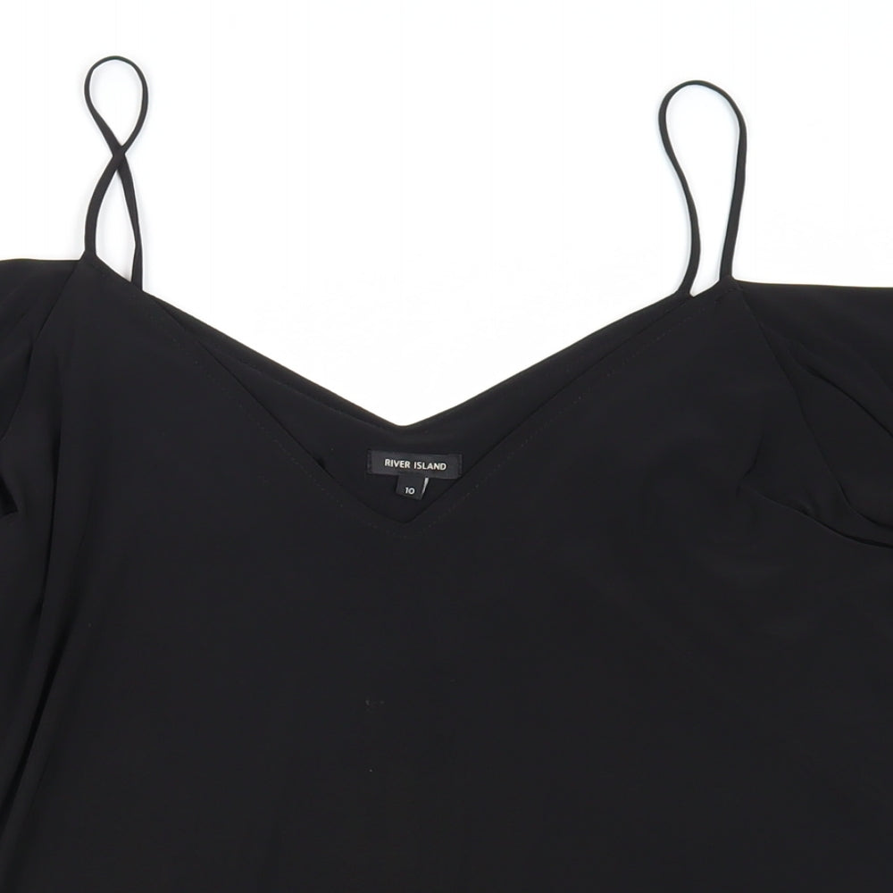 River Island Womens Black Polyester Mini Size 10 Off the Shoulder Pullover