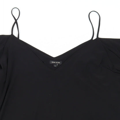 River Island Womens Black Polyester Mini Size 10 Off the Shoulder Pullover