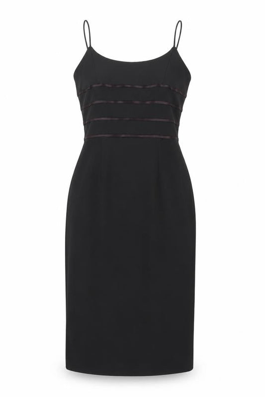 Front view of Principles women’s black polyester sheath, size UK 12, roll neck zip - lined