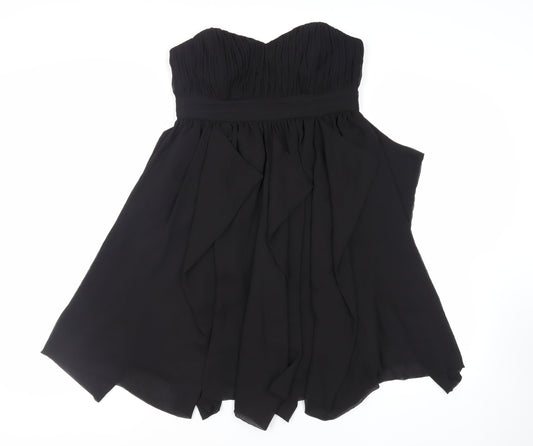 ASOS Womens Black Polyester A-Line Size 12 Sweetheart Zip - Strapless