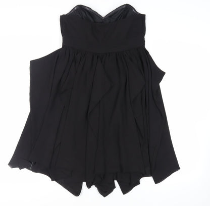 ASOS Womens Black Polyester A-Line Size 12 Sweetheart Zip - Strapless