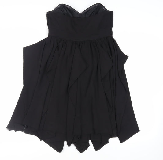 ASOS Womens Black Polyester A-Line Size 12 Sweetheart Zip - Strapless